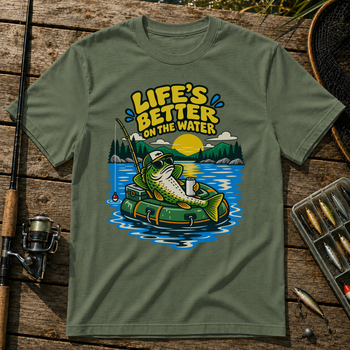 Life on Water T-Shirt in Military