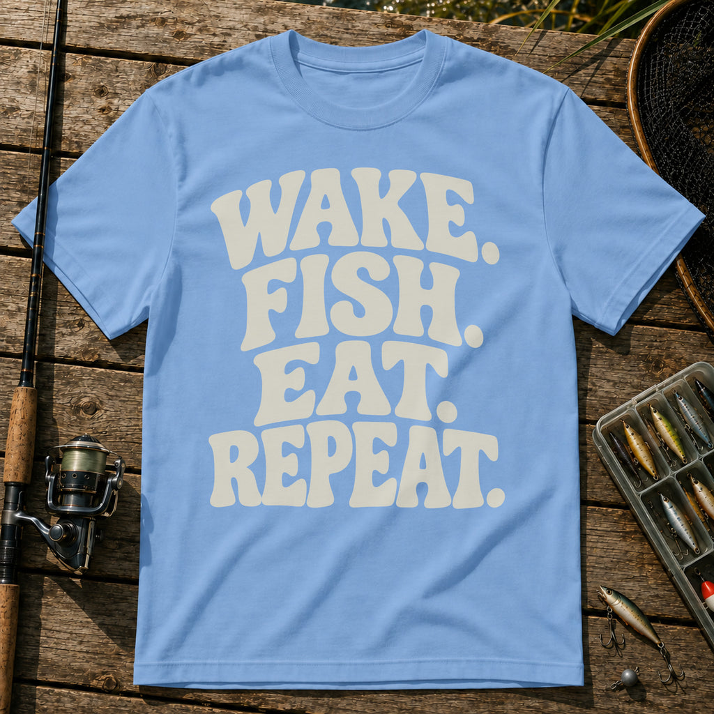 Wake Fish Eat Repeat T-Shirt in Blue