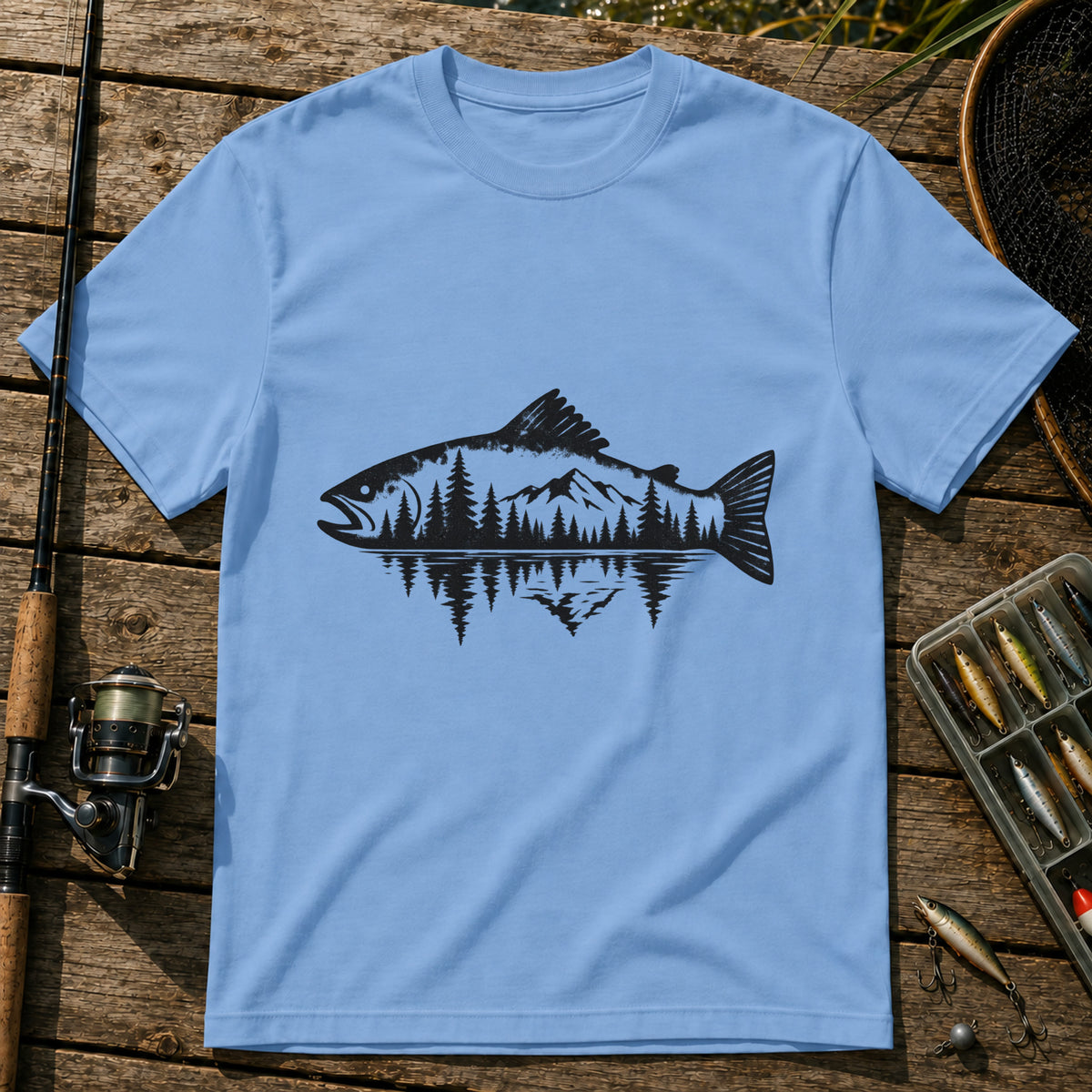 Fish Mirror T-Shirt in Blue
