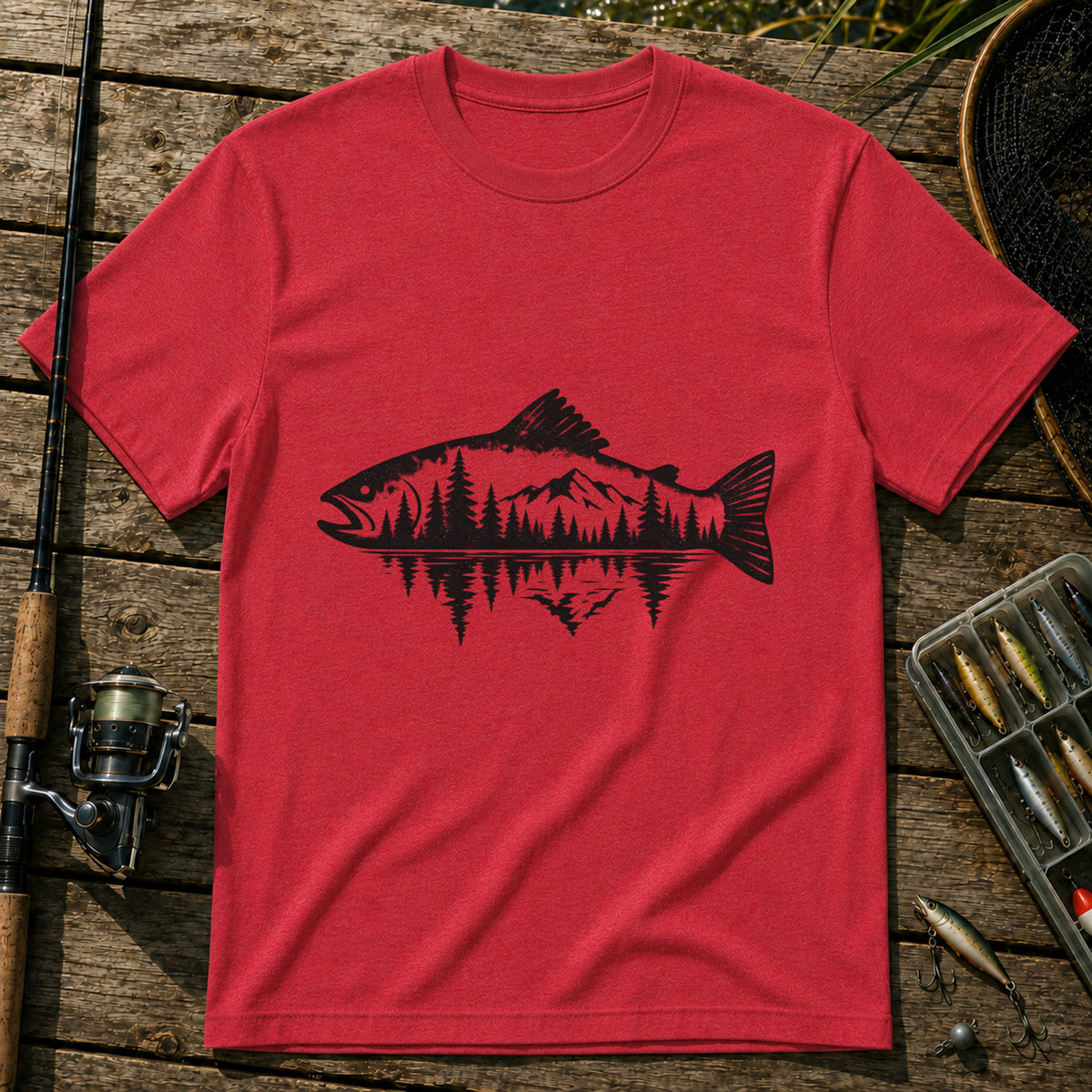 Fish Mirror T-Shirt in Red