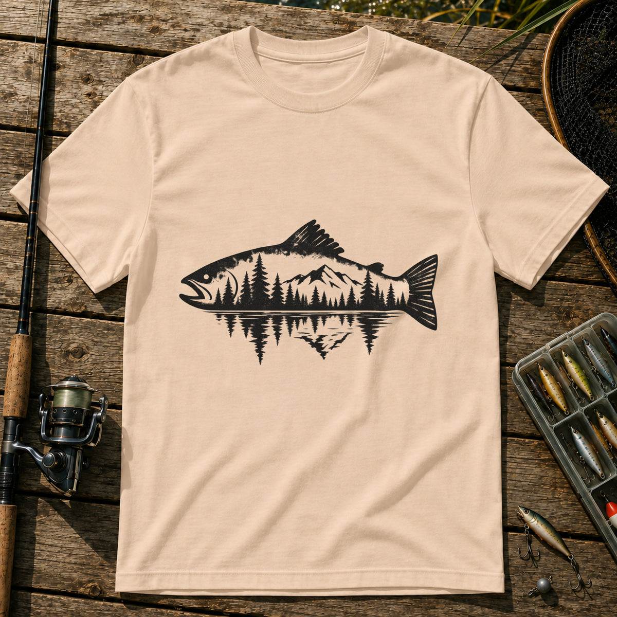 Fish Mirror T-Shirt in Cream