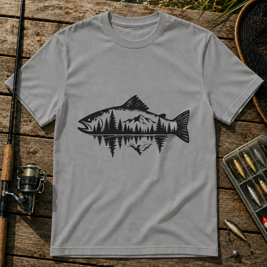Fish Mirror T-Shirt in Grey