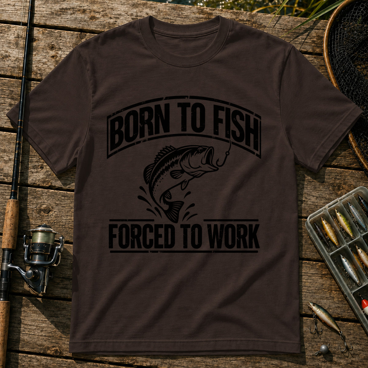 Born To Fish T-Shirt in Brown