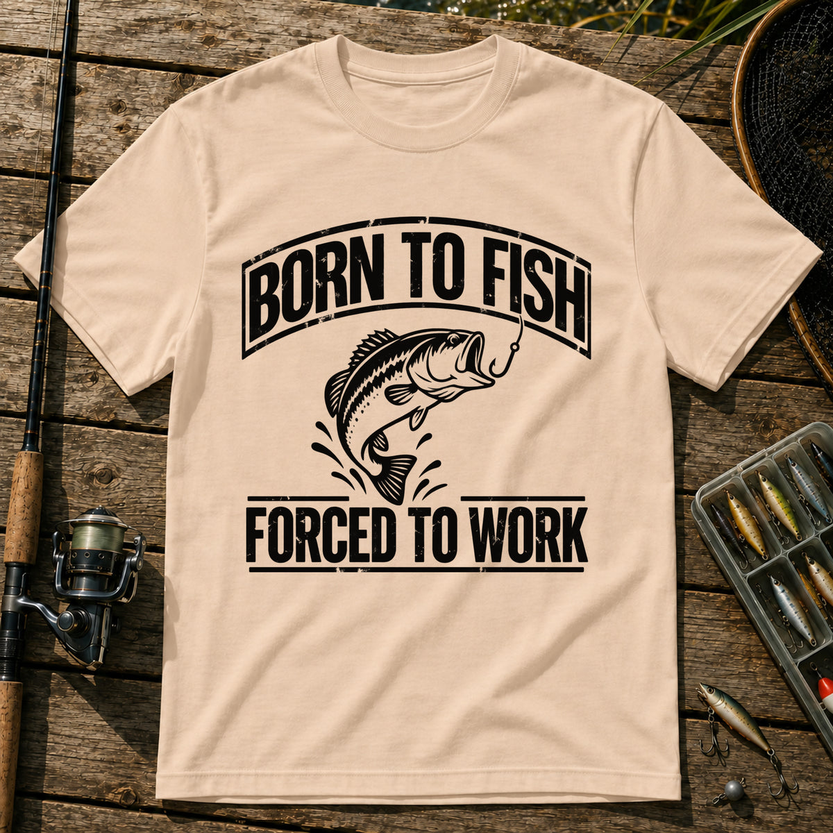 Born To Fish T-Shirt in Cream