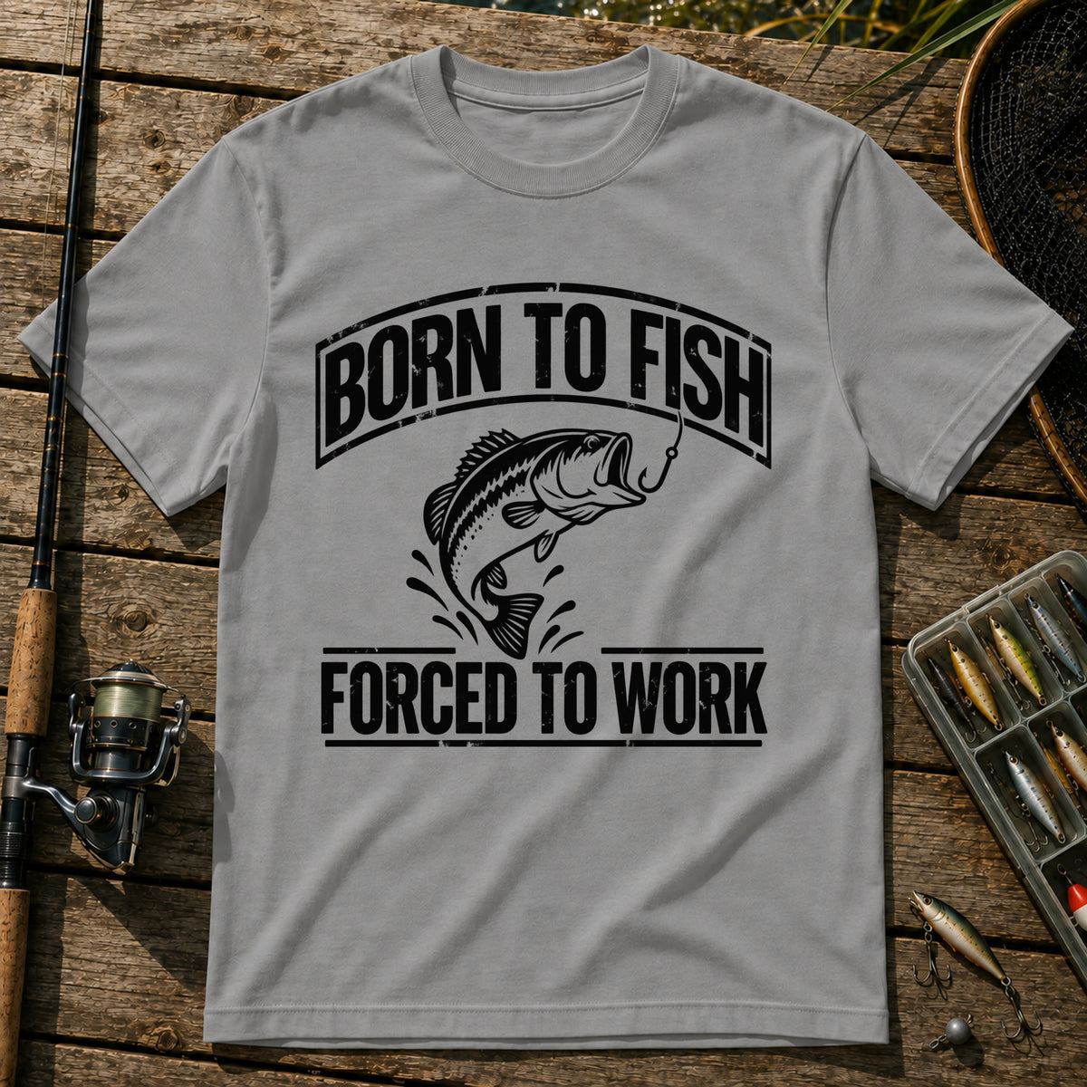 Born To Fish T-Shirt in Grey