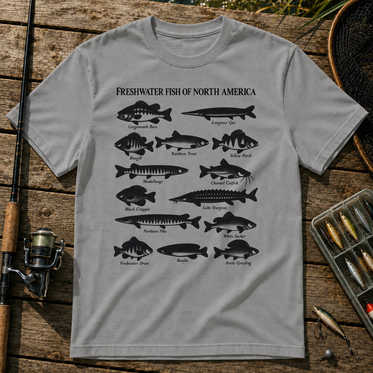 Fish Of USA T-Shirt in Grey