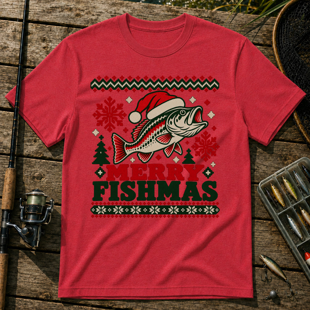 Merry Fishmas T-Shirt in Red