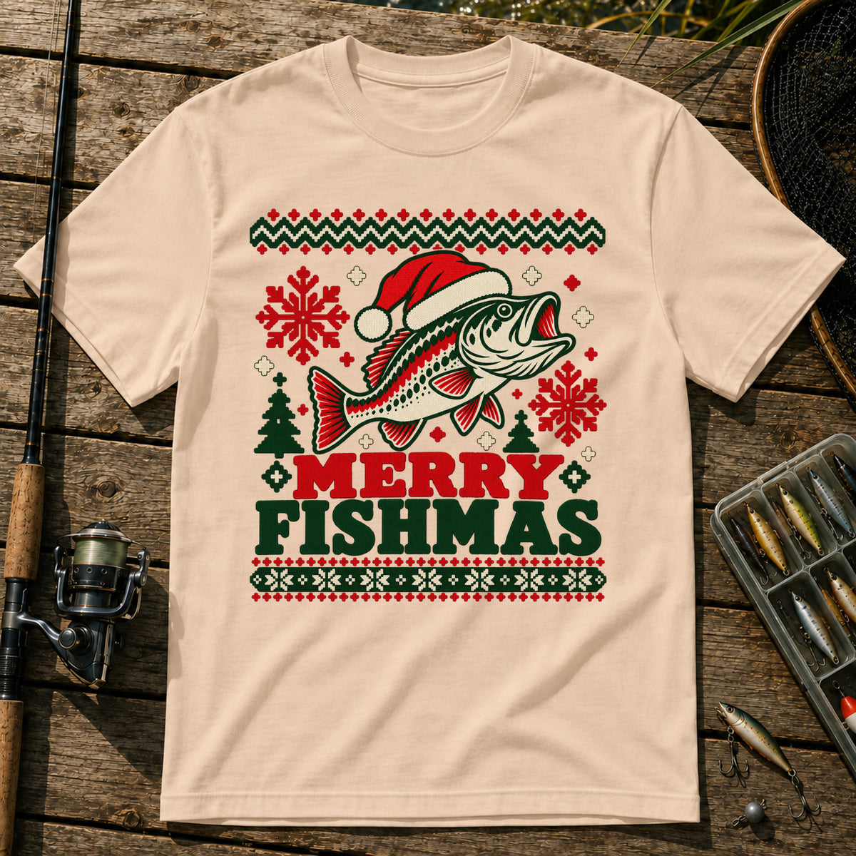 Merry Fishmas T-Shirt in Cream