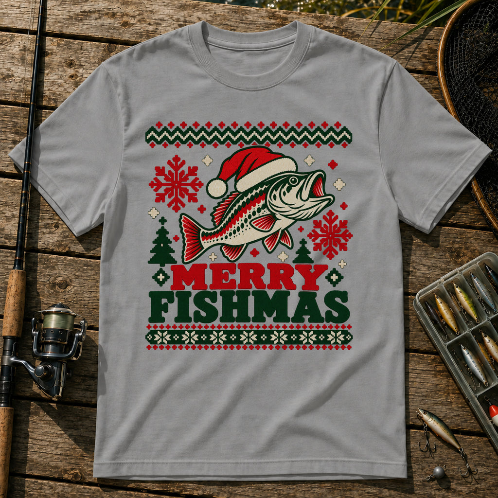 Merry Fishmas T-Shirt in Grey
