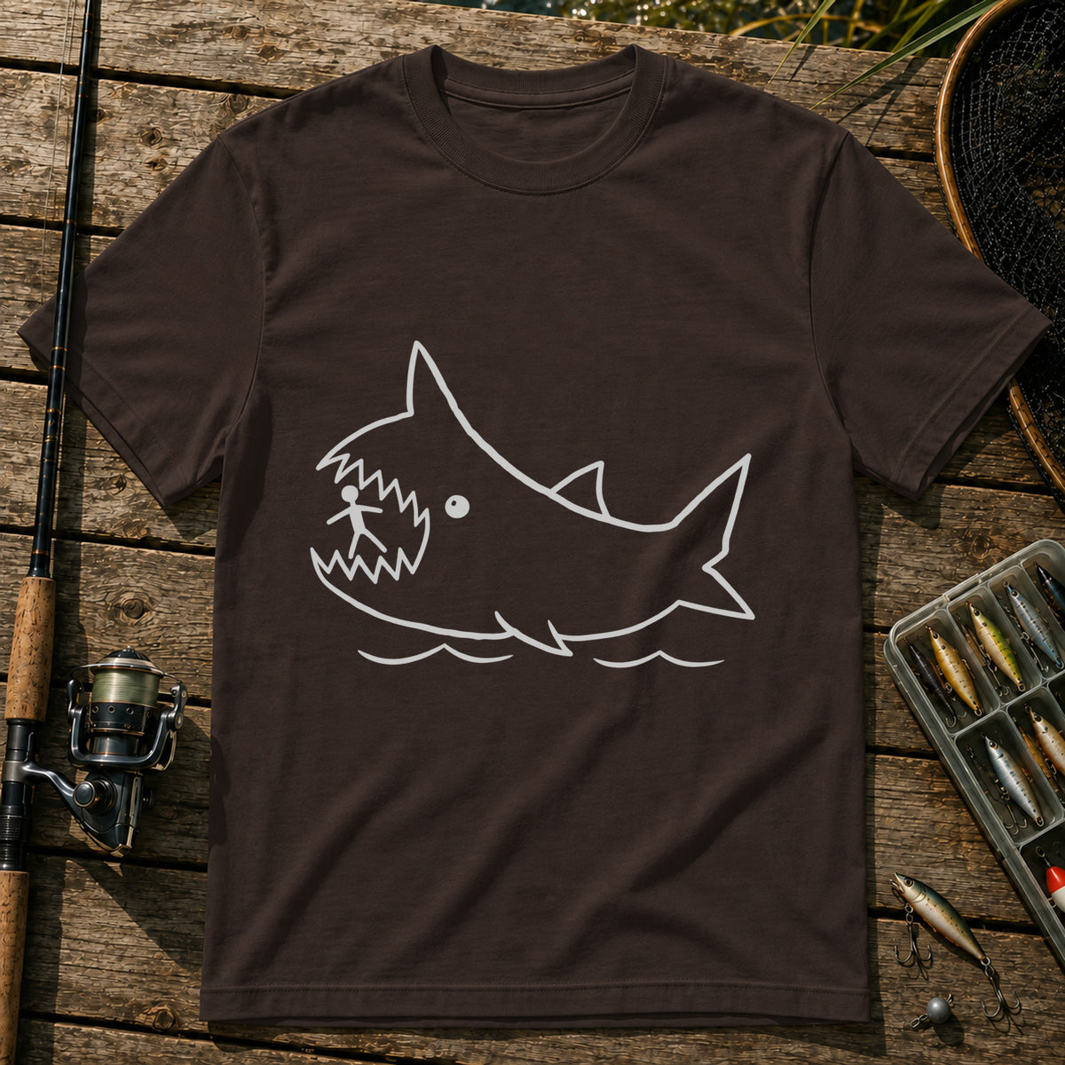 Shark Eats T-Shirt in Brown