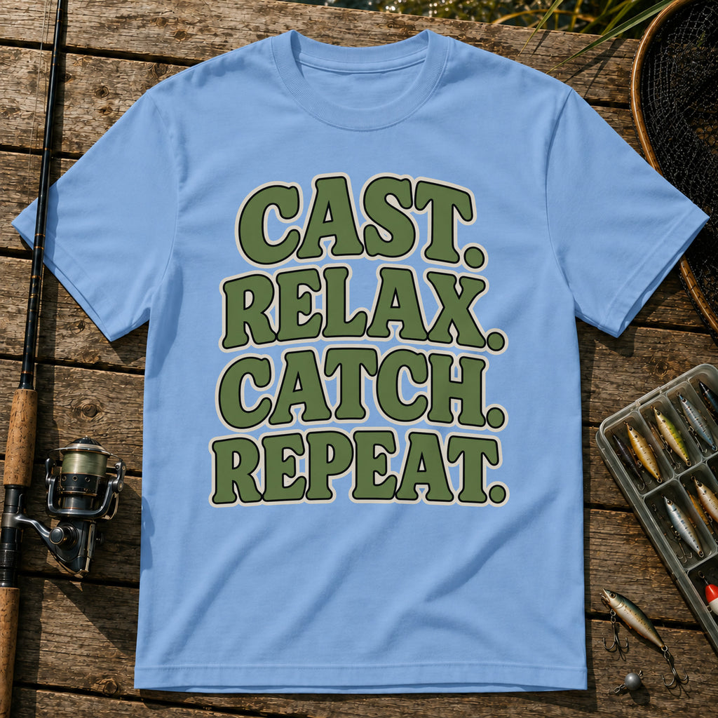 Cast Relax Catch Repeat T-Shirt in Blue