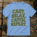 Cast Relax Catch Repeat T-Shirt in Blue