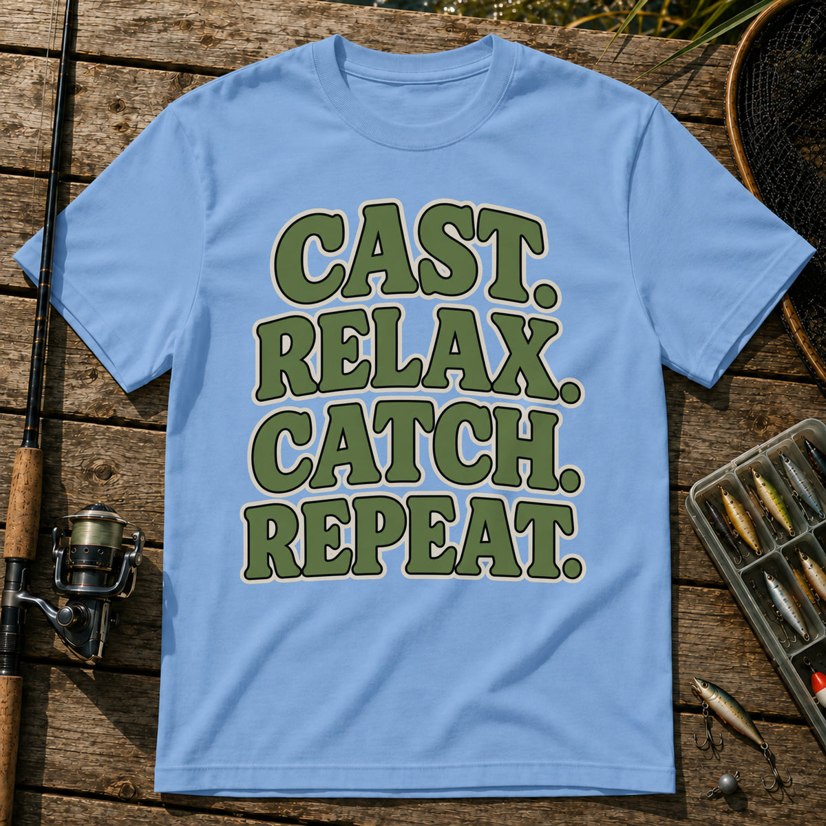 Cast Relax Catch Repeat T-Shirt in Blue