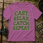 Cast Relax Catch Repeat T-Shirt in Berry