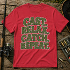Cast Relax Catch Repeat T-Shirt in Red