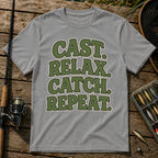 Cast Relax Catch Repeat T-Shirt in Grey