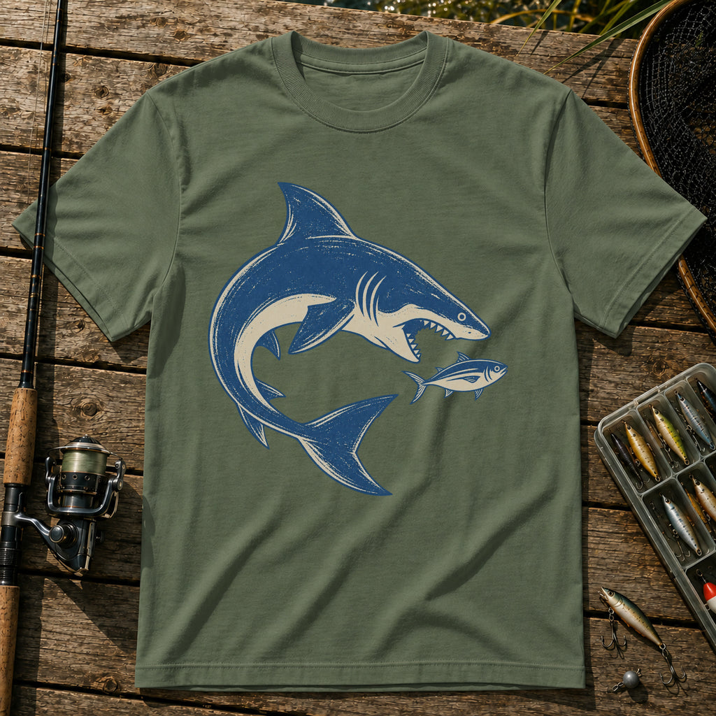 Shark And Fish T-Shirt in Military