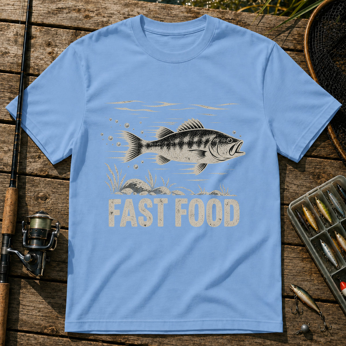 Fast Food Fish T-Shirt in Blue