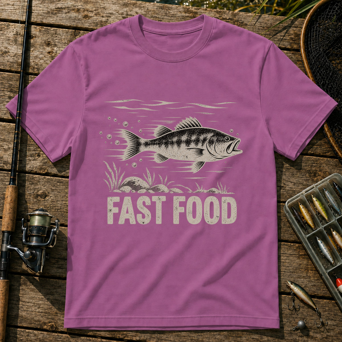 Fast Food Fish T-Shirt in Berry