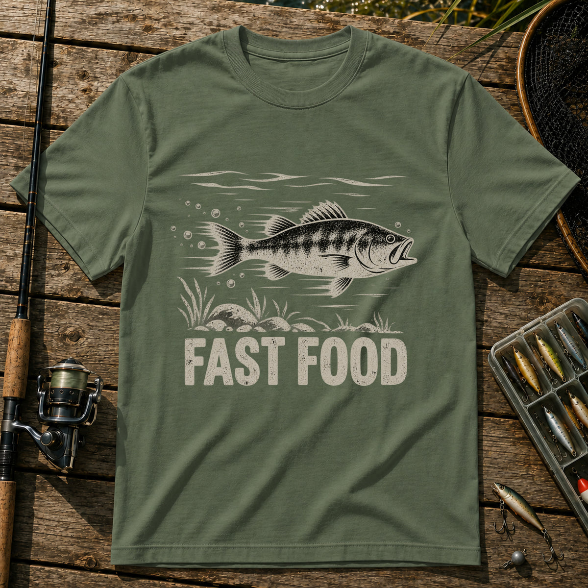 Fast Food Fish T-Shirt in Military