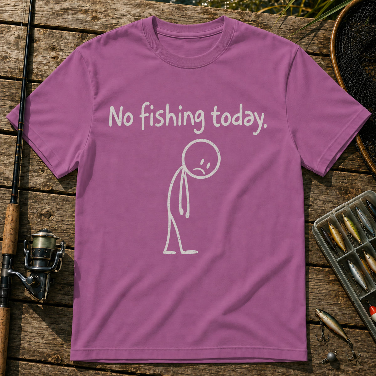 No Fishing Today T-Shirt in Berry