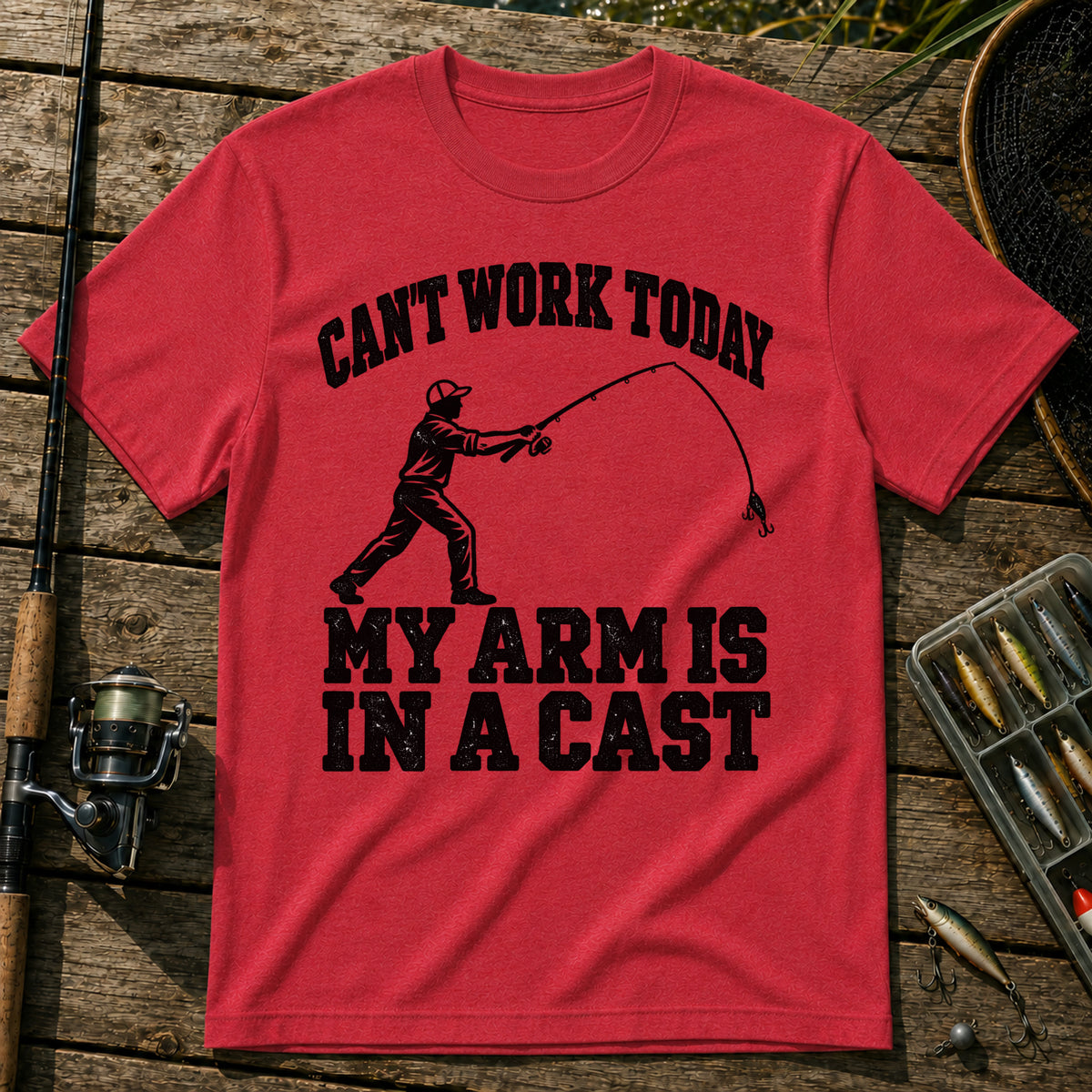 In A Cast T-Shirt in Red