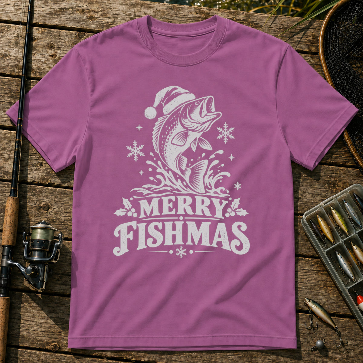 Fishmas T-Shirt in Berry