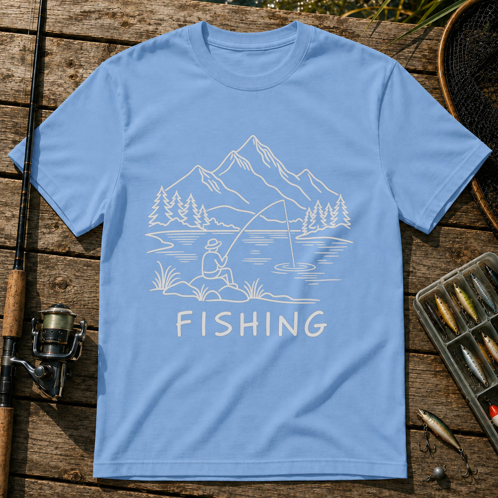 Fishing Landscape T-Shirt in Blue