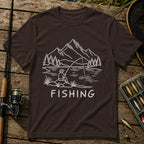 Fishing Landscape T-Shirt in Brown