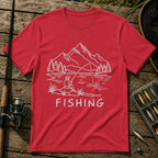 Fishing Landscape T-Shirt in Red