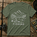 Fishing Landscape T-Shirt in Military