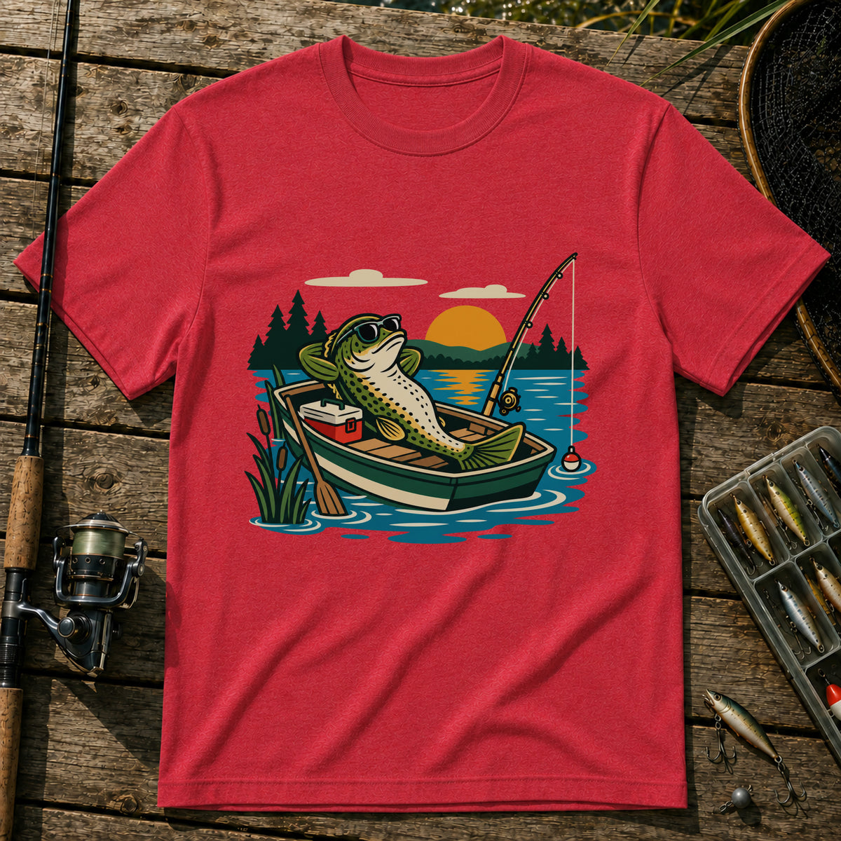 Vibing On Boat T-Shirt in Red