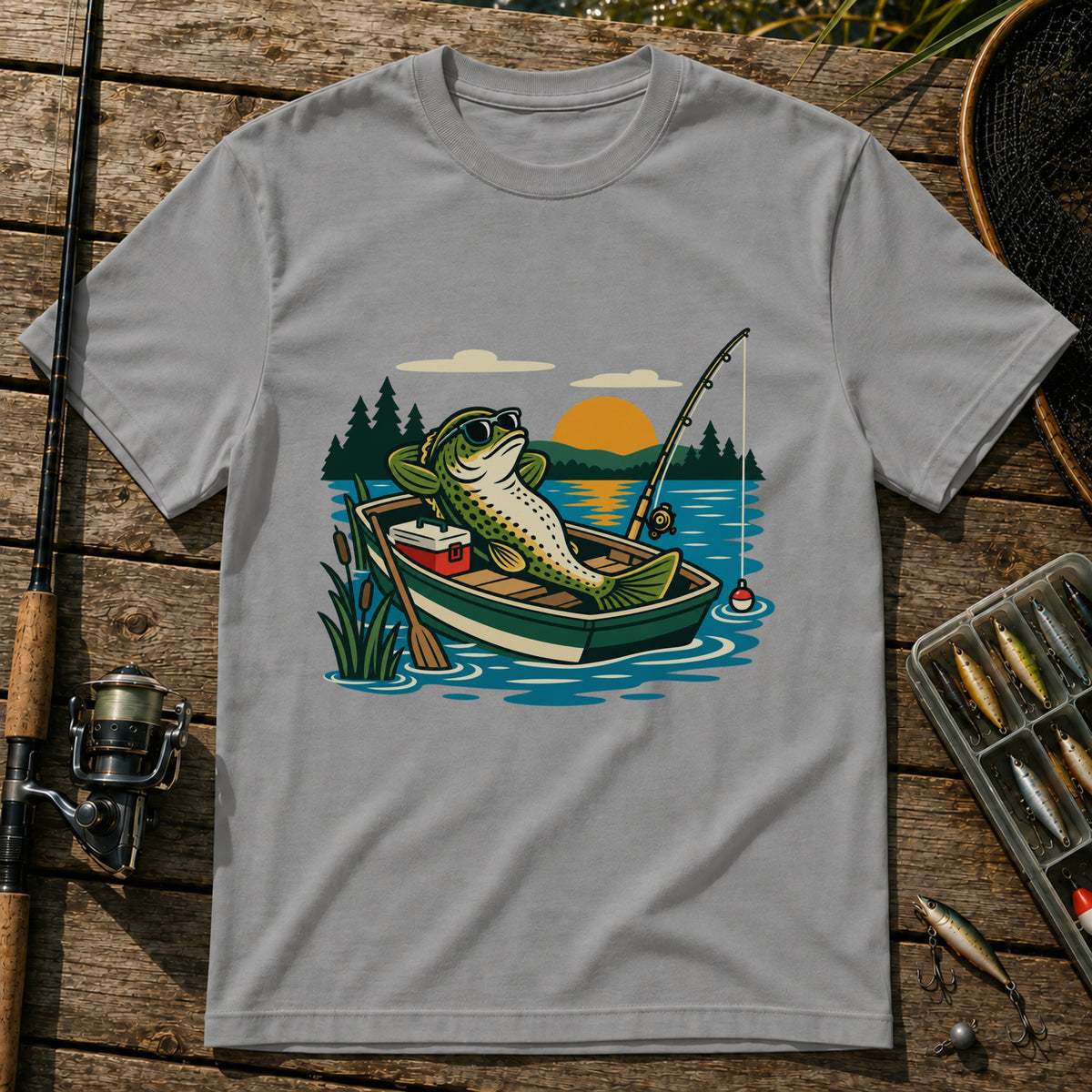 Vibing On Boat T-Shirt in Grey