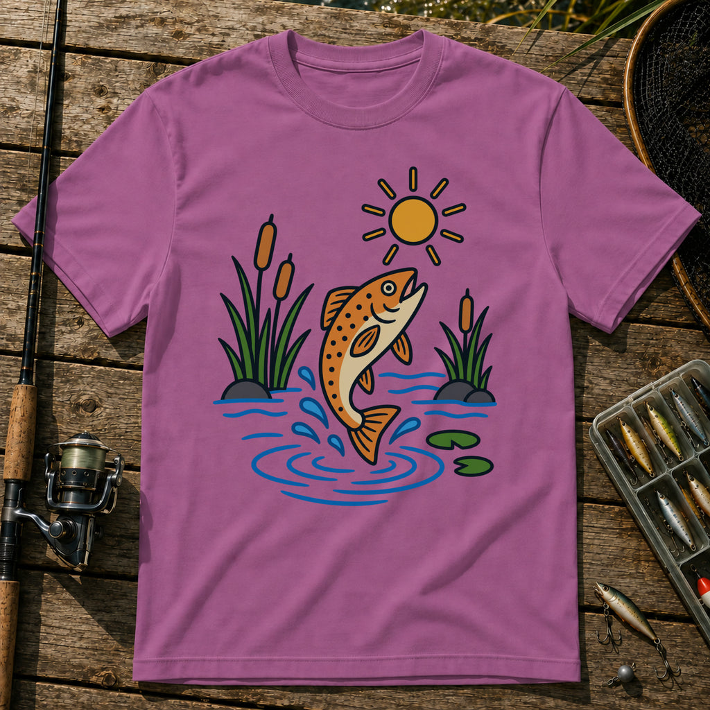 Jumping Fish T-Shirt in Berry