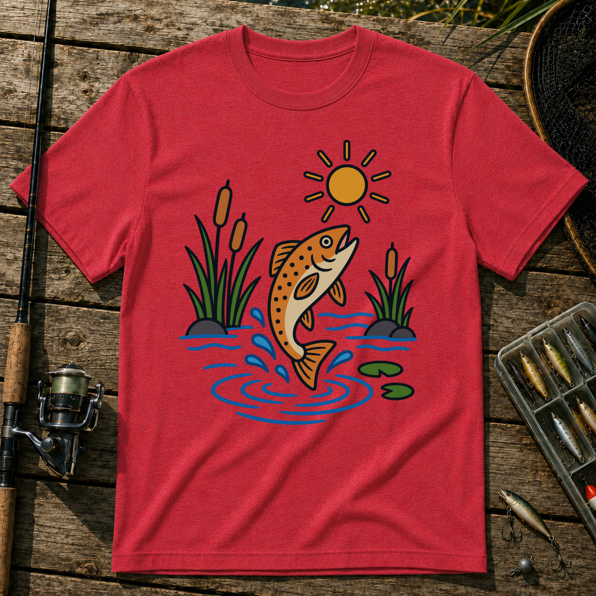 Jumping Fish T-Shirt in Red