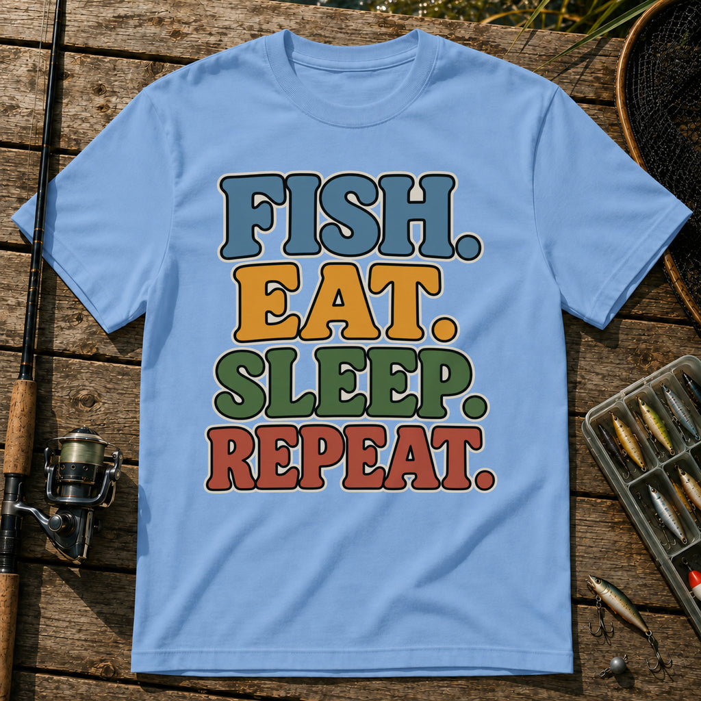Fish Eat Sleep Repeat T-Shirt in Blue