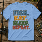 Fish Eat Sleep Repeat T-Shirt in Blue