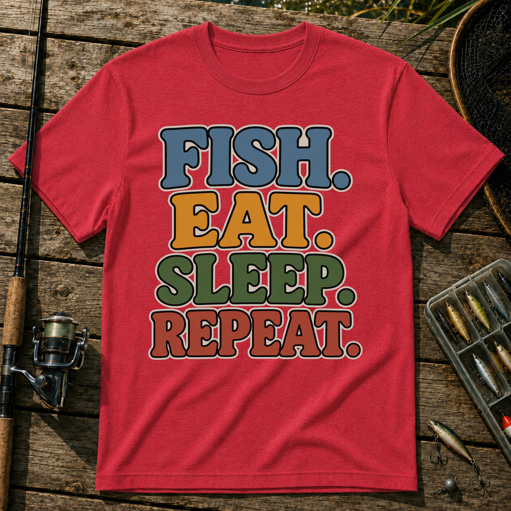 Fish Eat Sleep Repeat T-Shirt in Red