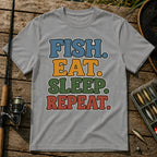 Fish Eat Sleep Repeat T-Shirt in Grey