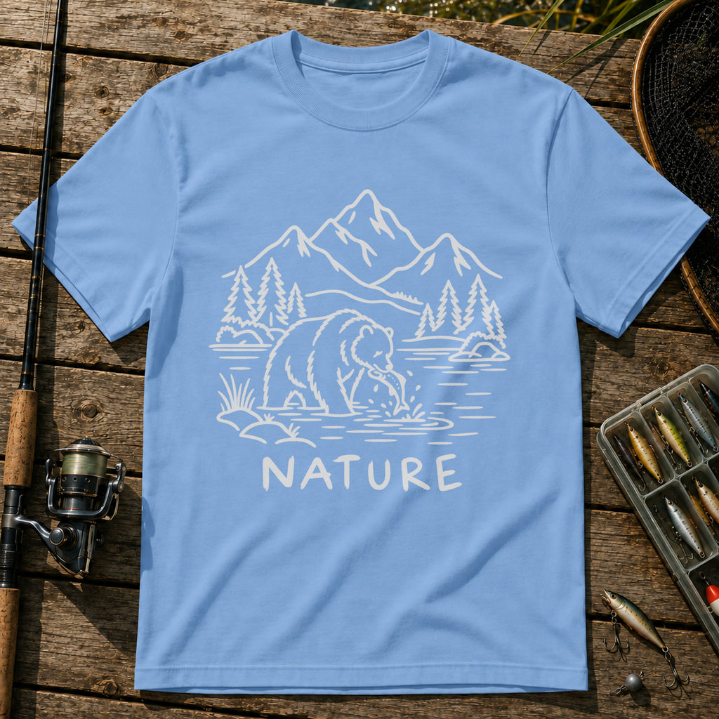 Bear Fishing T-Shirt in Blue