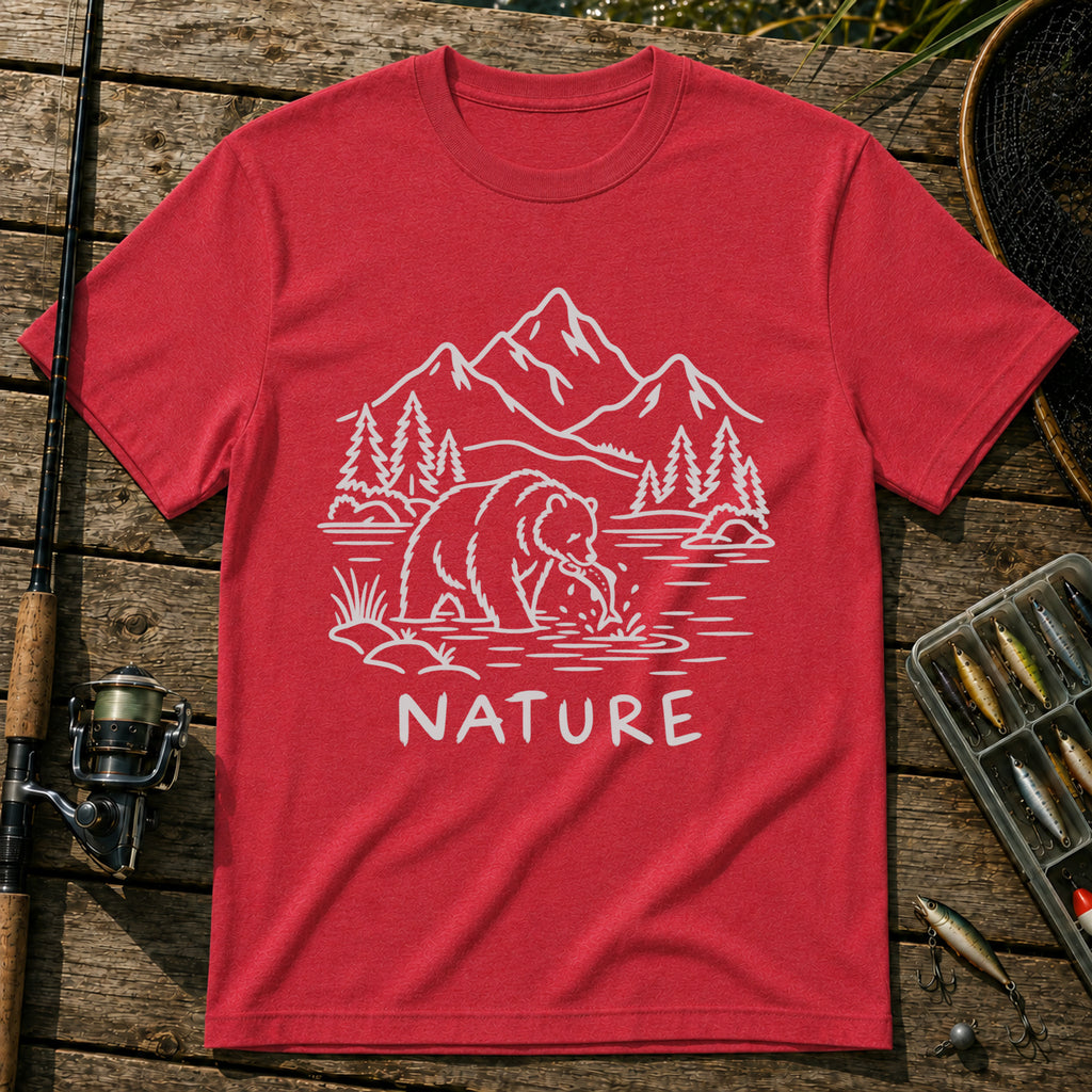 Bear Fishing T-Shirt in Red