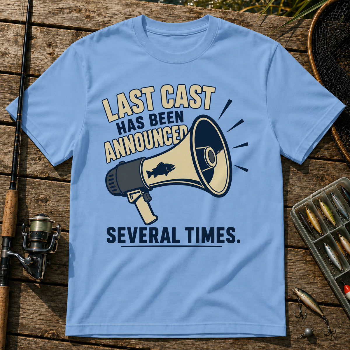 Last Cast Announce T-Shirt in Blue