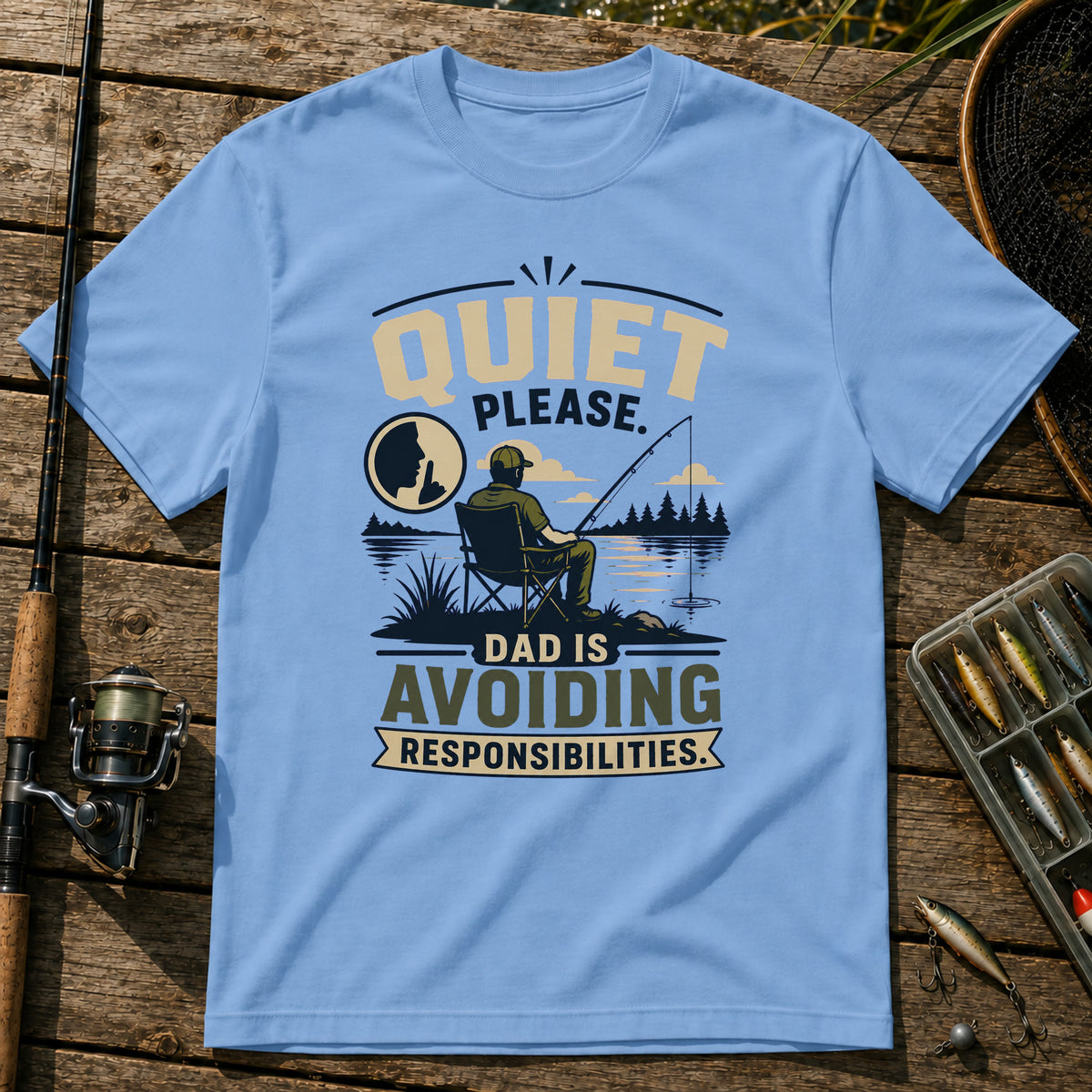 Quiet Please T-Shirt in Blue
