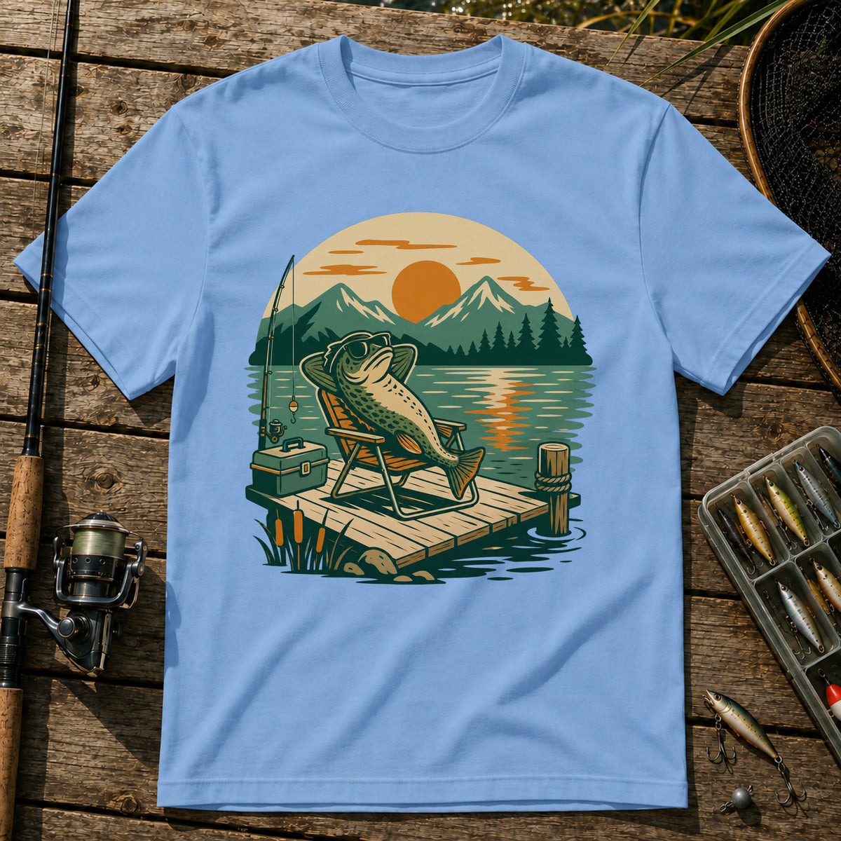 Vibing Fish T-Shirt in Blue