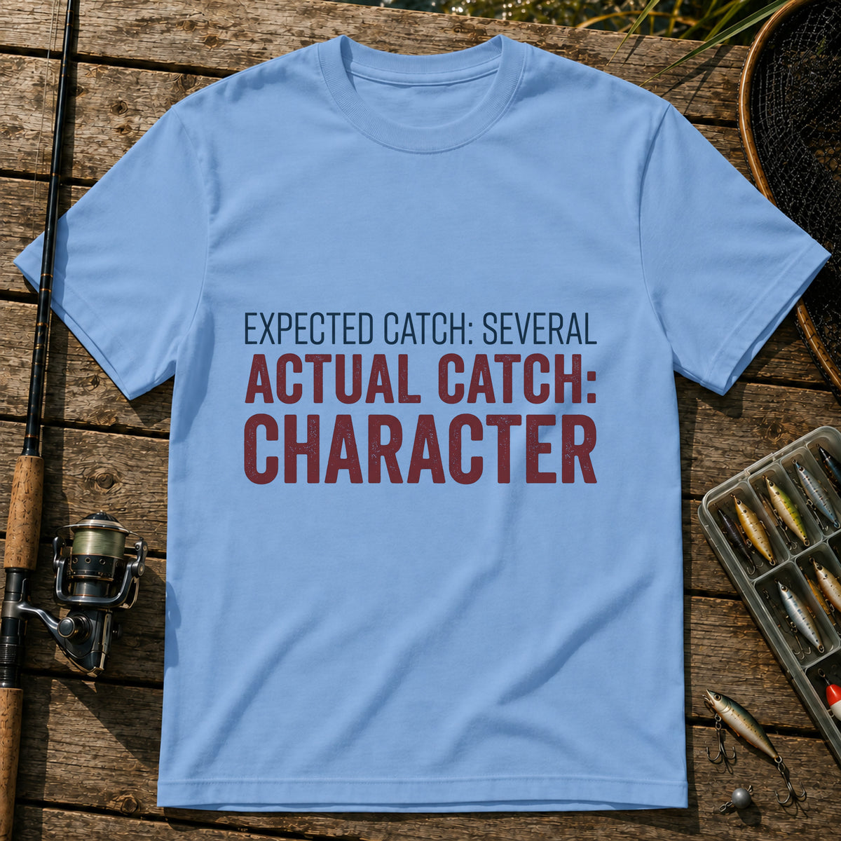 EXPECTED CATCH: SEVERAL. ACTUAL CATCH: CHARACTER Typography T-Shirt in Blue