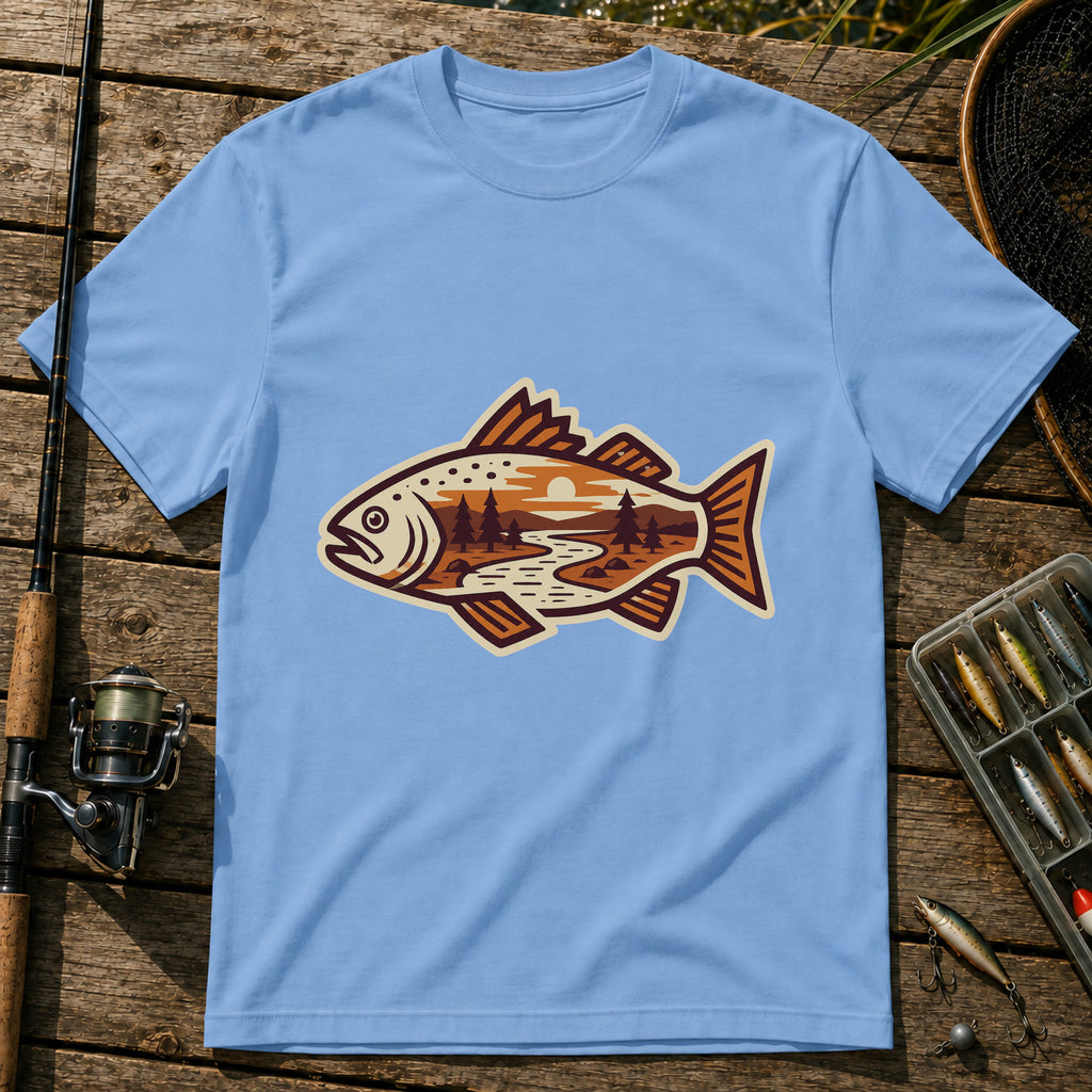 Fish And River T-Shirt in Blue