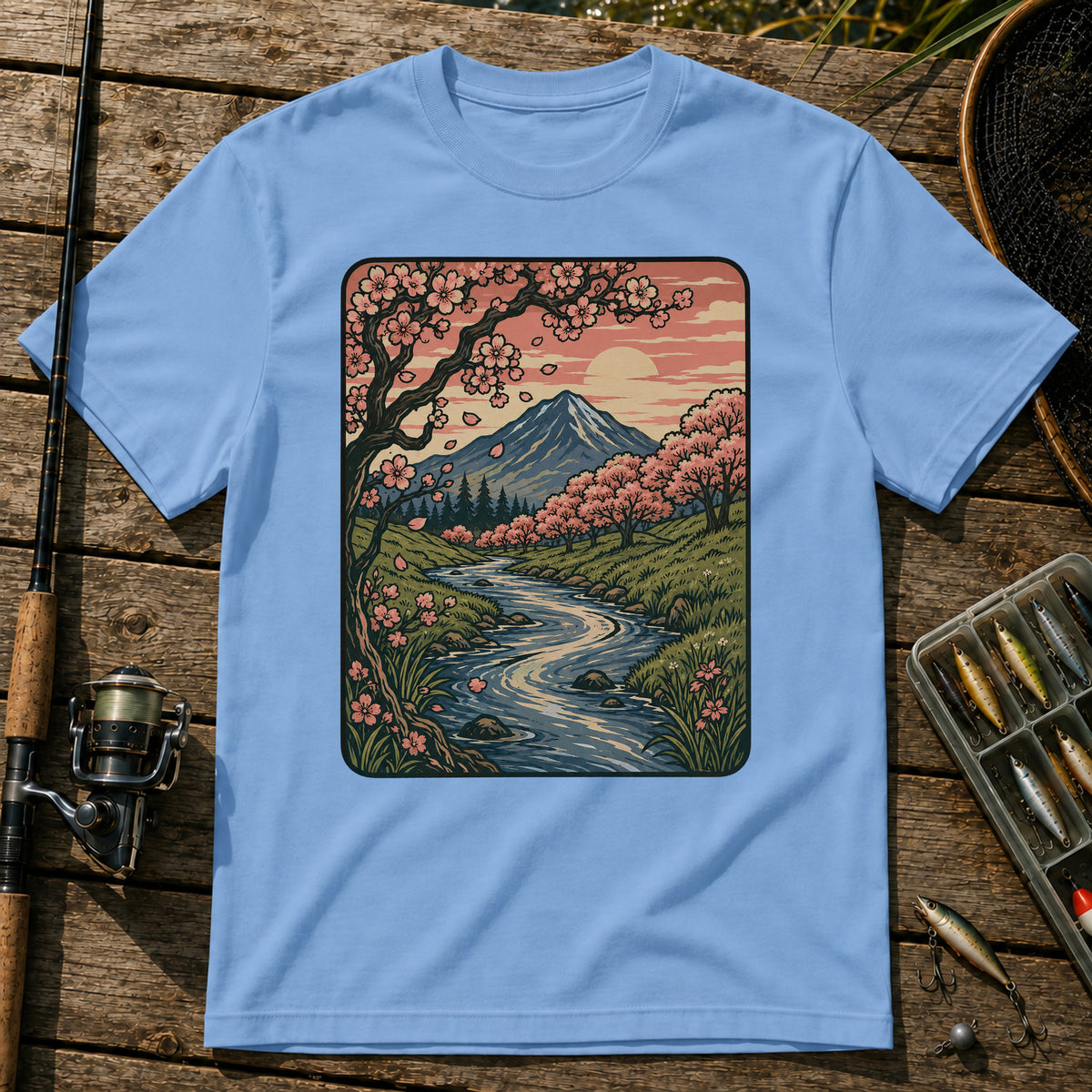 Cherry Blossom Setting T-Shirt in Blue