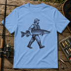 Man With Fish T-Shirt in Blue