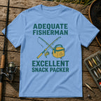 ADEQUATE FISHERMAN. EXCELLENT SNACK PACKER T-Shirt in Blue