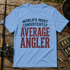 WORLD'S MOST CONSISTENTLY AVERAGE ANGLER Typography T-Shirt in Blue